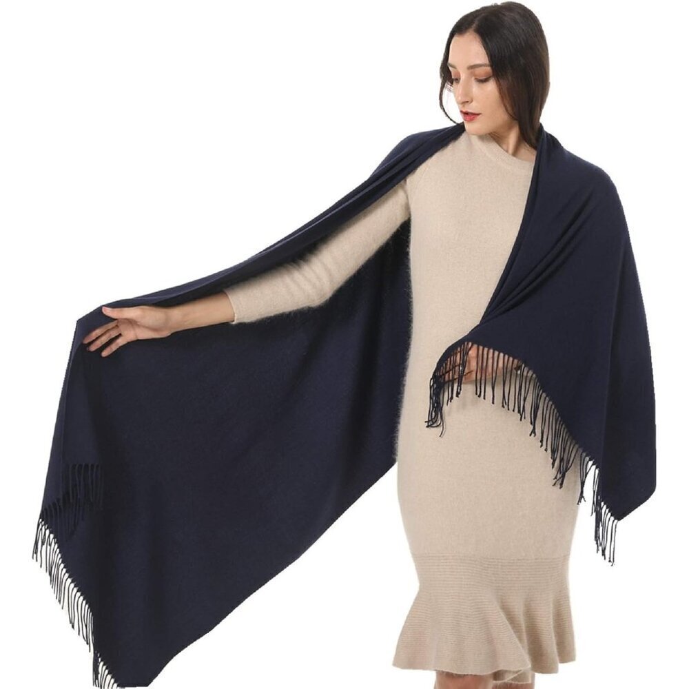 🆕 Women Blue Evening Dress Wedding Pashmina Shawls Winter Warm Silky Scarves